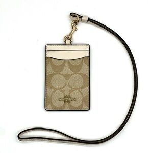 Coach ID Lanyard in Signature Canvas Khaki Chalk | Wear on Strap